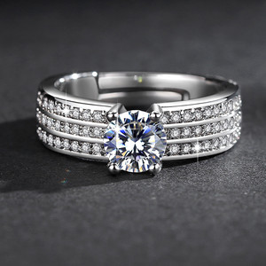 Adjustable <strong>Ring</strong> <strong>Top</strong> <strong>Finger</strong> <strong>Ring</strong> Gold /silver Color 3 Row With Cubic Zircon Wide <strong>Ring</strong> Fashion Jewelry Wholesale - Product Image 3