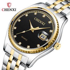 CHENXI Vigilanza di Marca Nuovi Uomini di Modo Delle Donne di Oro Da Polso Al Quarzo In Acciaio Orologio Impermeabile Coppie Calendario Orologi <span class=keywords><strong>Marito</strong></span> Moglie Regalo - Product Image 4