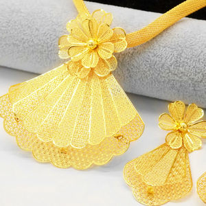 بيع بالجملة قلادة عتيقة 18 قيراط 24 قيراط مطلية بالذهب طقم مجوهرات جادتار هندي فاخر للنساء - Product Image 5