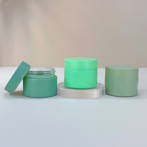 High Quality Personalized Cosmetic 30g 50g 100g Matte Green Skin Care Jars Care Face Cream Jar Glass with Lid - Product Image 2