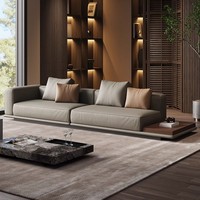 Canapé modulaire en cuir véritable Horizon pour salon - Design moderne et luxueux, taille personnalisable