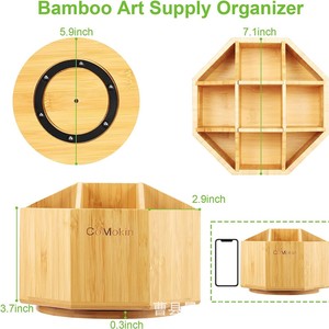 Rotatable Wooden Storage <b>Box</b> With Partitions 4 In 1 For <b>Makeup</b> Kitchen Office Stationery Organizers - Product Image 4