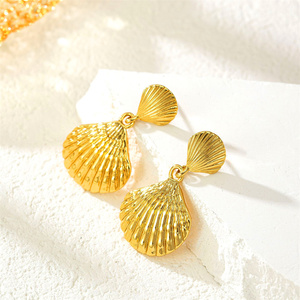 Stainless Steel <strong>Shell</strong> Pendant <strong>Drop</strong> Earrings for Women Trendy Ladies Wholesale Earring Hanging Accessories on <strong>Ear</strong> Fashion Jewelry - Product Image 4
