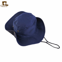 Chapeau de pêcheur en coton uni avec logo personnalisé, chapeau de soleil à cordon, chapeau de pêcheur pour homme, chapeau de soleil à large bord avec corde