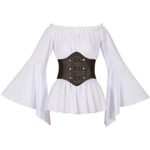<span class=keywords><strong>Camisa</strong></span> Renacentista para <span class=keywords><strong>Mujer</strong></span>, Vestido para Espectáculo, <span class=keywords><strong>Camisa</strong></span> <span class=keywords><strong>Pirata</strong></span> Bohemia <span class=keywords><strong>de</strong></span> Manga Larga con Cintura Plisada y Cinturón - Product Image 3