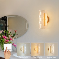 Lampes murales cylindriques modernes en acrylique à 3 couleurs changeantes, 7W LED, feuille d'or craquelée, pour la décoration de chambre à coucher