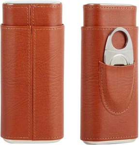 Boîtes à cigares de style américain avec logo personnalisé, humidor de voyage portable de poche, étui à cigares de luxe en cuir pour 3 cigares - Product Image 6