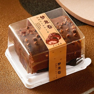 Japanischer Stil Kuchenrollen-Behälter Schweizer Kuchenrollen-Verpackungsbox Transparente Dessertbox zum Backen mit Gabel - Product Image 2