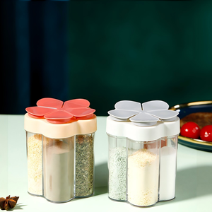 Boîte à épices en plastique à cinq compartiments avec couvercle rabattable, grande capacité, portable, pour le stockage du sel dans la cuisine - Product Image 3