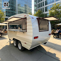 Remorque BBQ haut de gamme en acier inoxydable, camion à café élégant, chariot à gelato