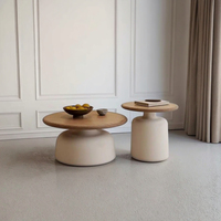 Ensemble de table basse extensible en placage de bois minimaliste italien moderne, comprenant une table d'appoint et une table à thé pour usage domestique