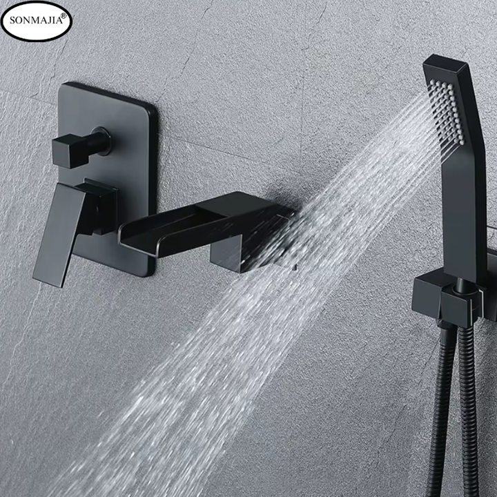 SONMAJIA Bathtub Faucets Widespread Tub Sink Mixer Tap Black Bathroom