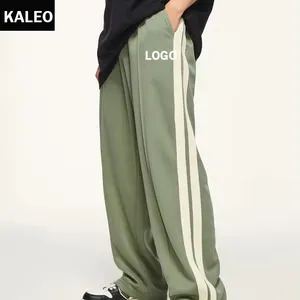 KALEO özel logo yüksek kalite Casual pantolon erkekler Hip Hop Baggy polyester yığılmış pantolon baskılı Sweatpants erkekler