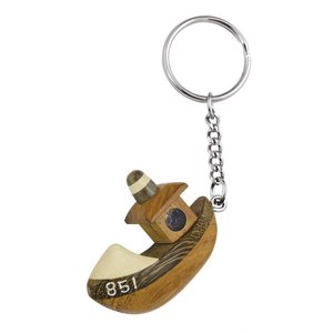 Portachiavi in legno a forma di barca, miniatura 851, design intagliato, per souvenir e regali - Product Image 1