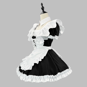 Japanese Classic Maid Dress Short Sleeve Navy Blue White Cross Cosplay Costume Anime Role Play Women's Outfit Summer 2025 - Product Image 4