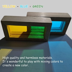 Arcobaleno sensoriale blocchi di costruzione in legno per i più piccoli educativi in età prescolare giocattolo 1:8 scala moto giocattolo per bambini - Product Image 6