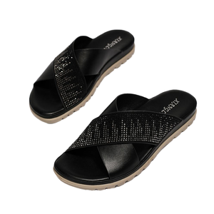 Sandalias Planas Unisex de Verano 2026, Nuevas, con Diamantes de Imitación, Parte Superior de Cuero Genuino y Suela de Goma, Cómodas - Product Image 1