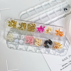 12 grilles Nail Art métal goujons or métallique Rivet palmier tortues <span class=keywords><strong>vie</strong></span> marine breloques pour été plage océan manucure - Product Image 6