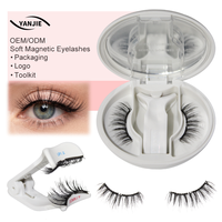 Cils magnétiques souples réutilisables avec applicateur, sans colle, effet œil de chat, look naturel, ensemble de cils en grappe, tenue waterproof, courbure DD