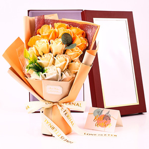 Cadeau pour la Saint-Valentin : 18 bouquets de roses en savon, boîte cadeau avec estampage à chaud, fleurs simulées comme cadeaux créatifs - Product Image 2