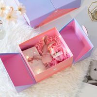 Boîte de conditionnement de luxe personnalisée à fermeture magnétique en carton rigide à double porte ouverte pour cosmétiques et parfums