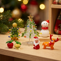 Handgefertigte Murano-Glas Weihnachtsornamente Weihnachtsmann Baum Rentier Figuren Set Festliche Tischdekoration