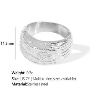 Anillos de Joyería Laminados en Oro Cepillado, Diseño Italiano Hipoalergénico, Resistente al Agua, Retro, Simple, <span class=keywords><strong>con</strong></span> Textura de Nicho, para Mujer - Product Image 5