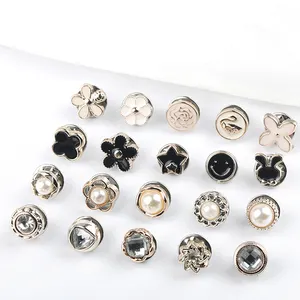 DIY Shirt Accessories Button Brooches Removeable Decoration No Sew Plastic Pin Buttons