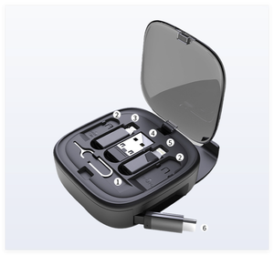 Quà Tặng Bán Buôn New Biểu Tượng Tùy Chỉnh Có Thể Thu Vào Cáp Adapter Lưu Trữ Trường Hợp 60W 6 Trong 1 Nhanh Chóng Sạc Hộp Cáp Với Điện Thoại Đứng - Product Image 4