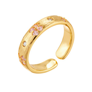 Japanese Style Cherry Blossom Open Ring Gold Brushed Finish Adjustable Index Finger Ring Women's Fashion Jewelry - Product Image 5