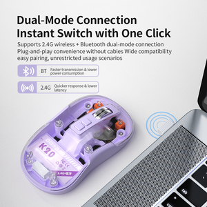2,4 GHz Wireless 5.1 <span class=keywords><strong>Mini</strong></span> Transparent Typ C Schnell ladung Bunte Maus K20 - Product Image 3