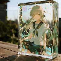 Bloc de Lucite d'affichage de brique d'anime en acrylique UV personnalisé de Hoshom avec l'impression de personnage de dessin animé pour la décoration de cadeau ou de chambre