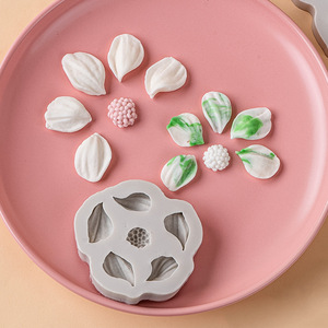 Silicone Fondant Molds For Cosmos Tulip Leaves Blossoms Cake Decorating Supplies Pink Green Light Gray - Product Image 2