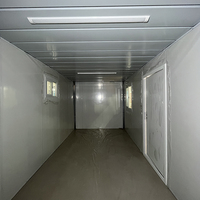 Maison modulaire pliable préfabriquée isolée en kit, avec revêtement imitation bois, facile à assembler, pour camping temporaire