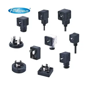 Molded Cable Industrial Solenoid Valve Connector Finecables Electrical Customized Male Type C 2 Pin Female Connector > 500 Cycle