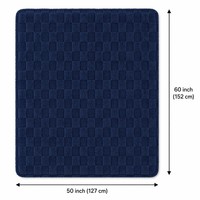 Selimut Elektrik Custom 50x60 Inch Biru Dongker Mewah Bermotif Kotak-kotak Bahan Coral Fleece Sherpa Kontrol Digital Aman dan Hangat