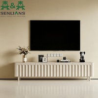 Meuble TV moderne en bois, meuble de télévision autoportant avec tiroirs et portes de rangement, console multimédia pour salon