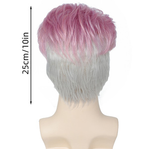 Perruques courtes pour hommes, style européen-américain, résistantes à la chaleur, à boucles extérieures, effet amincissant, polyvalentes et colorées - Product Image 4