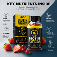 Gummies antioxydantes professionnelles pour la santé masculine, soin de la barbe et des cheveux, avec plusieurs oligo-éléments, 100 % naturelles, pour adultes