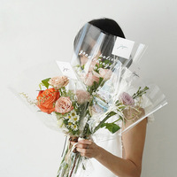 Bouquet de fleurs en papier plastique entièrement transparent pour l'emballage de fleurs anti-poussière pour la fête des mères, sac à fleurs multi-rouses