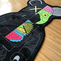 Tapis de Chambre Anime 3D Stéréoscopique Découpé Imprimé Personnalisé, Tapis Personnalisé avec Logo Ours pour Salon, Tapis de Zone Anime