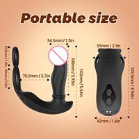 LIEBE. Tragbarer Prostata-Massagevibrator mit Stoßfunktion, Analvibrator zum Umlegen, vibrierender Strap-On für Eppstein mit Silikon-Penisring zum Aufsetzen.