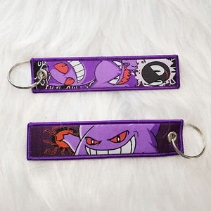 사용자 정의 자수 편지 로고 키 태그 비행 전 자수 키 체인 패브릭 비행기 제거 태그 키 체인 양면 - Product Image 2