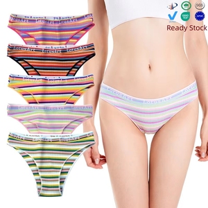OEM ODM Ropa Interior de Algodón Puro de Cintura Baja para Niñas, Bragas de Algodón a Rayas y Cuadros Transpirables con Efecto Levanta Glúteos, Bikini para Niñas - Product Image 1