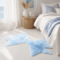 Tapis personnalisé en fausse fourrure à poils longs en forme de queue de poisson pour chambre à coucher, tapis moelleux