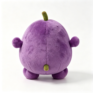 Peluche de ciruela redonda personalizado con tallo, peluche de fruta con cara sonriente bordada, peluche de ciruela morada suave y peluda, peluche de alta calidad. - Product Image 3