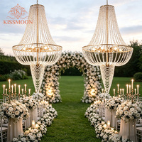 Lustre moderne de luxe en fer forgé et verre, avec perles de cristal, pour hôtel et mariage, lampe suspendue solaire AC, luminaire LED