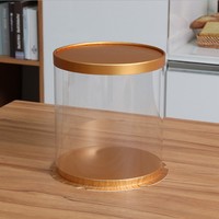 Boîte à gâteau ronde avec couvercle transparent or foncé, pièces, emballage cadeau de boulangerie