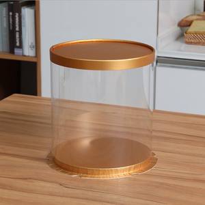 Boîte à gâteau ronde transparente avec couvercle et fond en papier couleur or, nouvelle arrivée Wanze Package, pour emballage de boulangerie - Product Image 4
