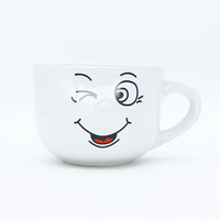 Tasse à soupe en céramique avec expression de visage clignotant, Mug fantaisie en porcelaine à œil bouffé, Tasse géante pour l'approvisionnement commercial et les organisations